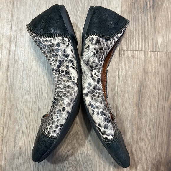 Lucky Brand Snakeskin leather zipper accented ballet flats. Size 7 - Picture 4 of 8